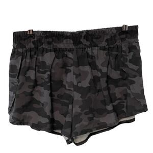 Versona Black Gray Camo Running Shorts with Briefs M